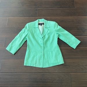 Linda Allard Ellen Tracy Green 100% Linen 3-Button Blazer Jacket Sz 6